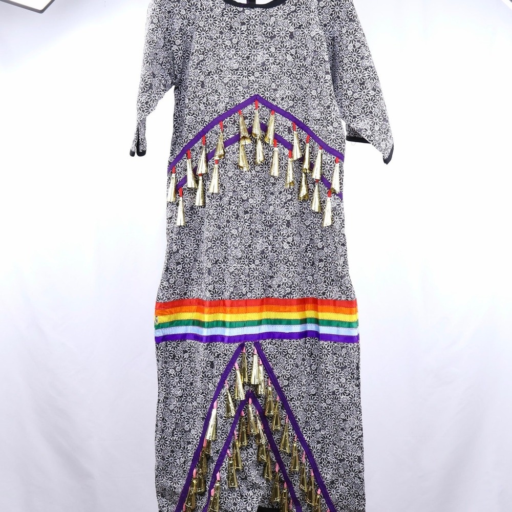 Handmade Jingle Dress Women S M Black White Floral Rainbow Ribbon Powwow Regalia